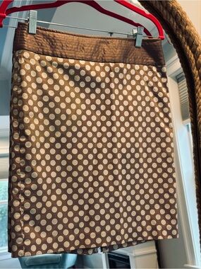 The Limited Brown Pencil Skirt with White Polka Dots